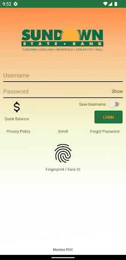 Android application Sundown State Bank Mobile screenshort