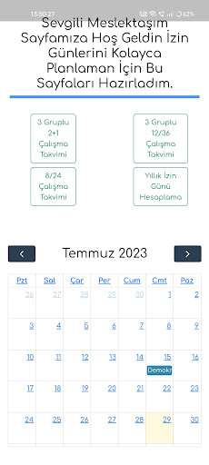 Android application İşGünü screenshort