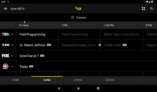 Screenshot of Vyve HDTV Service