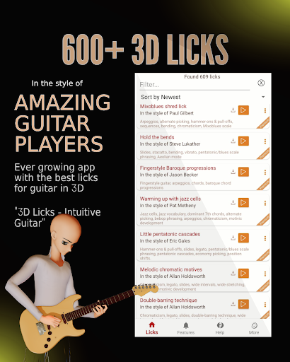 Android application Intuitive Guitar: 3D Licks screenshort