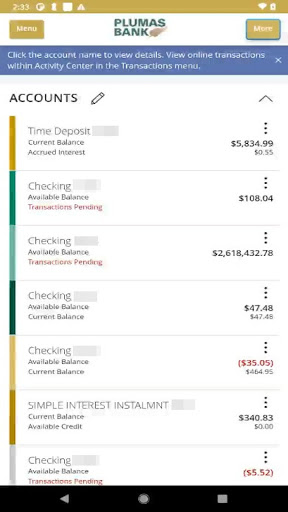 Plumas Bank Mobile Screen 2