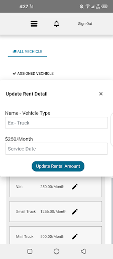Android application Aurental Employee screenshort