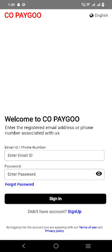 Android application Partner- Paygoo screenshort