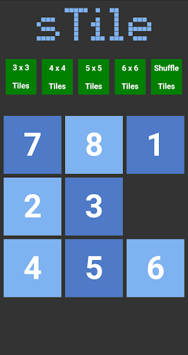 The sliding tile puzzle Screen 2