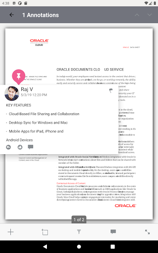 Screenshot of Oracle Content