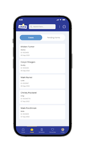 Android application Chirp vet Mentors screenshort
