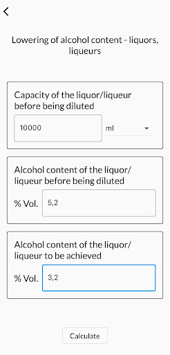 Calculator %Vol. Screen 3