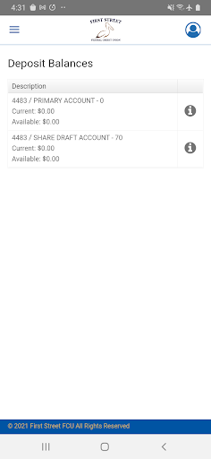 First Street FCU Mobile Screen 2