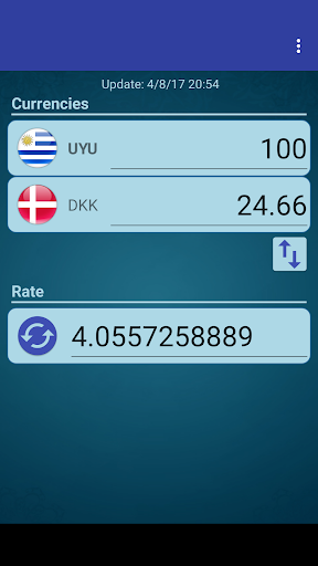 Android application UYU Peso x Danish Krone screenshort