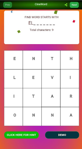 Android application CineWord screenshort