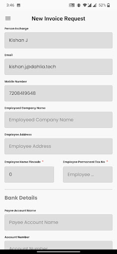 Invoice Registration Portal Screen 2