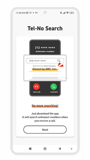 Tel-No Search : whos calling? Screen 3