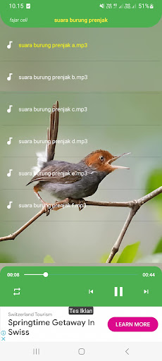 Android application Suara burung prenjak screenshort