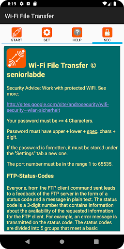 FTP File Transfer Mobile<->PC Screen 3