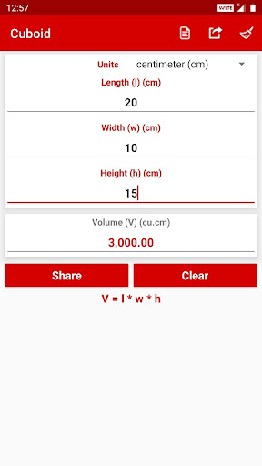 Volume Calculator Screen 3