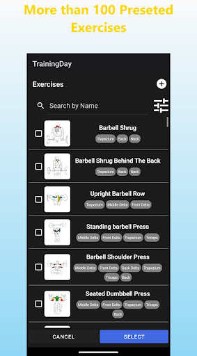 Workouts, Fitness Training Day Screen 3
