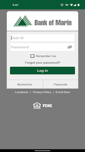 Android application Bank of Marin screenshort