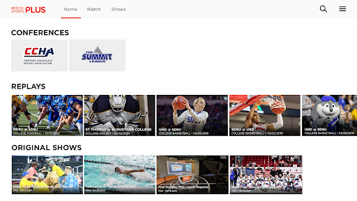 Screenshot of Midco Sports Plus