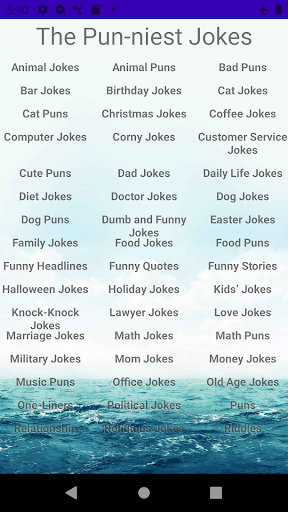 Android application The Pun-niest Jokes screenshort