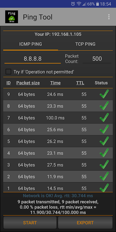 Ping: test high latency, delay - 3.6 - (Android)