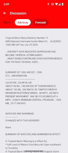 Screenshot of My Hurricane Tracker & Alerts