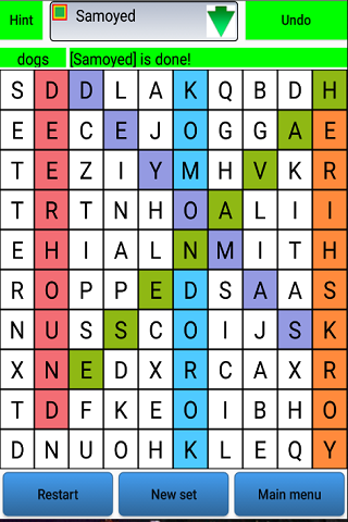 Find The Words. Screen 2
