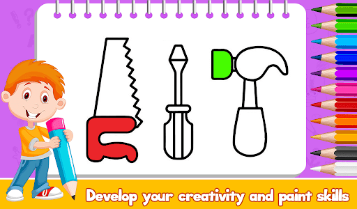 Construction Tools Coloring Screen 2