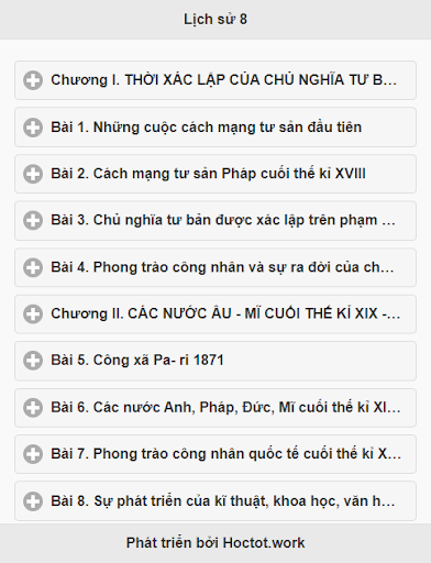 Android application Học tốt lịch sử lớp 8 screenshort