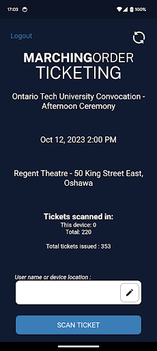 MarchingOrder Ticket Scan Screen 3