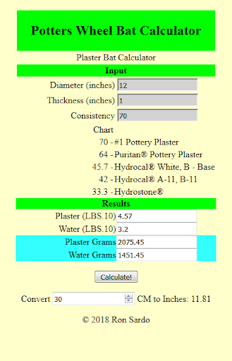 Potters Wheel Bat Calculator Screen 2