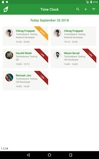 RosterElf Time Clock Screen 3
