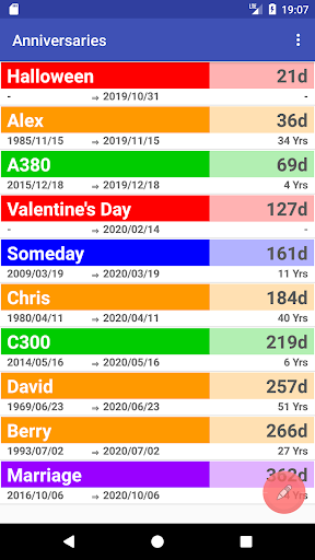 Android application Anniversary screenshort
