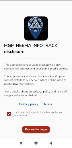 Android application 369 MGM NEEEMA INFATRACK screenshort