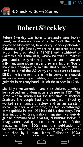 R. Sheckley Sci-Fi Stories Screen 3