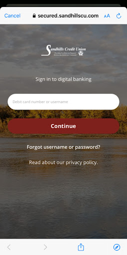 Sandhills Credit Union Screen 2