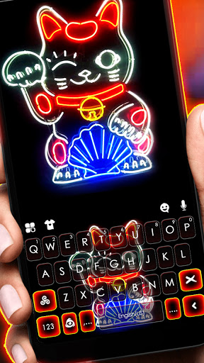 Android application Neon Luck Cat Keyboard Backgro screenshort