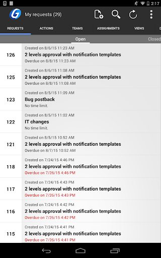 Android application WorkflowGen Mobile screenshort