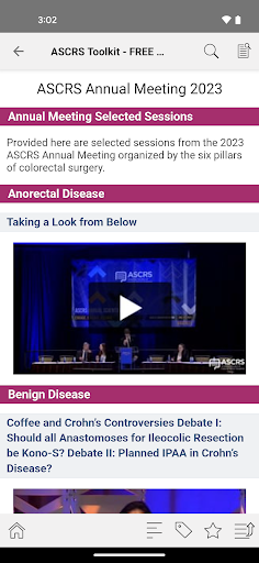 Screenshot of ASCRS U: Colorectal Surgery