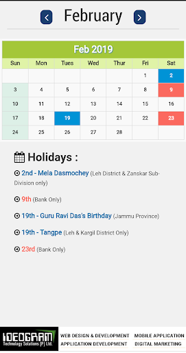 Jammu Kashmir Holiday Calendar Screen 3