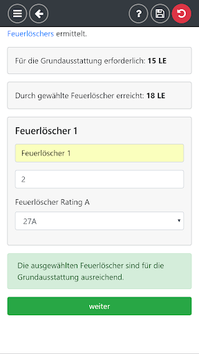 Feuerlöscher-Rechner ASR A2.2 Screen 2