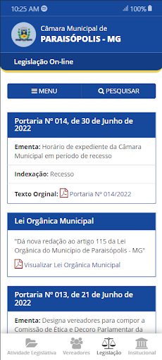 Câmara Municipal Paraisópolis Screen 3