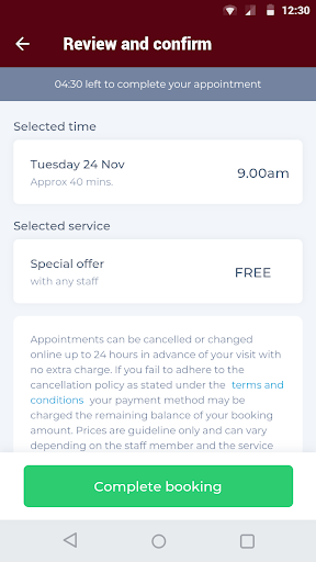 Shore Island Spa Bookings Screen 3