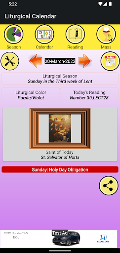 Android application Catholic Liturgical Calendar screenshort