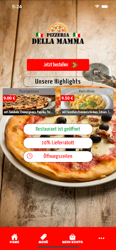 Android application Pizzeria Della Mamma screenshort