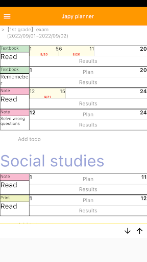 Study planner 21 Screen 3