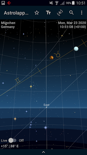 Android application Astrolapp Live Sky Map screenshort