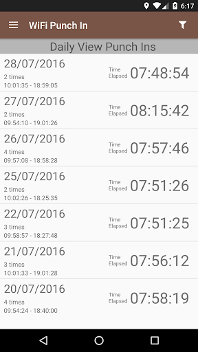 Android application WiFi Punch In screenshort