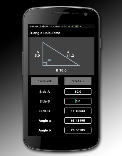 Right Triangle Calculator Screen 3