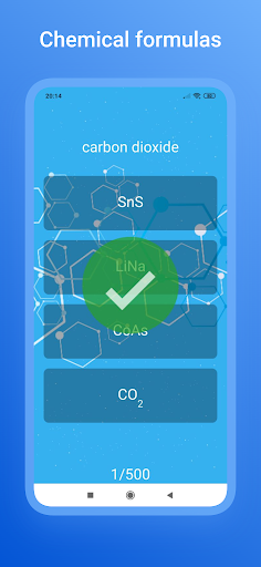 Android application Chemical Formula Quiz screenshort