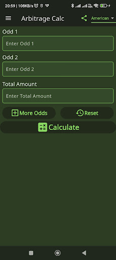 Arbitrage Calculator Screen 3